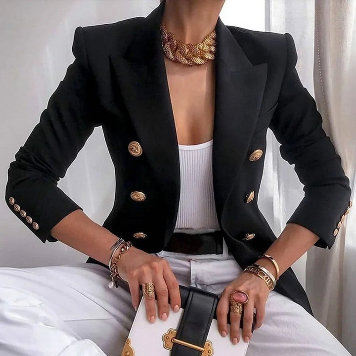 Vintage Ladies Blazer with Double Buttons - Isabelle-Black-S-The Livary