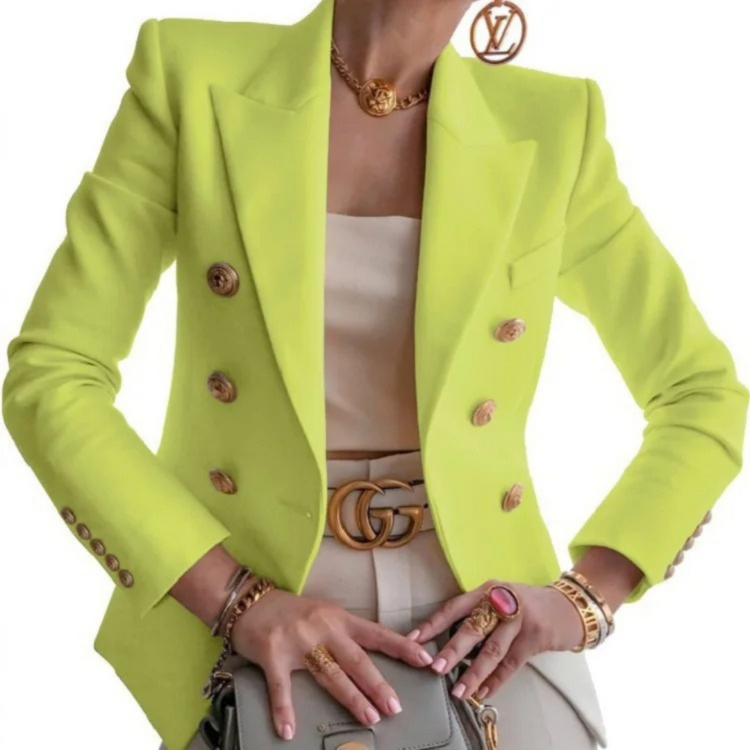 Vintage Ladies Blazer with Double Buttons - Isabelle-Green-S-The Livary