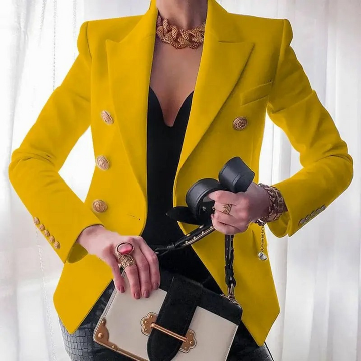Vintage Ladies Blazer with Double Buttons - Isabelle-Yellow-S-The Livary