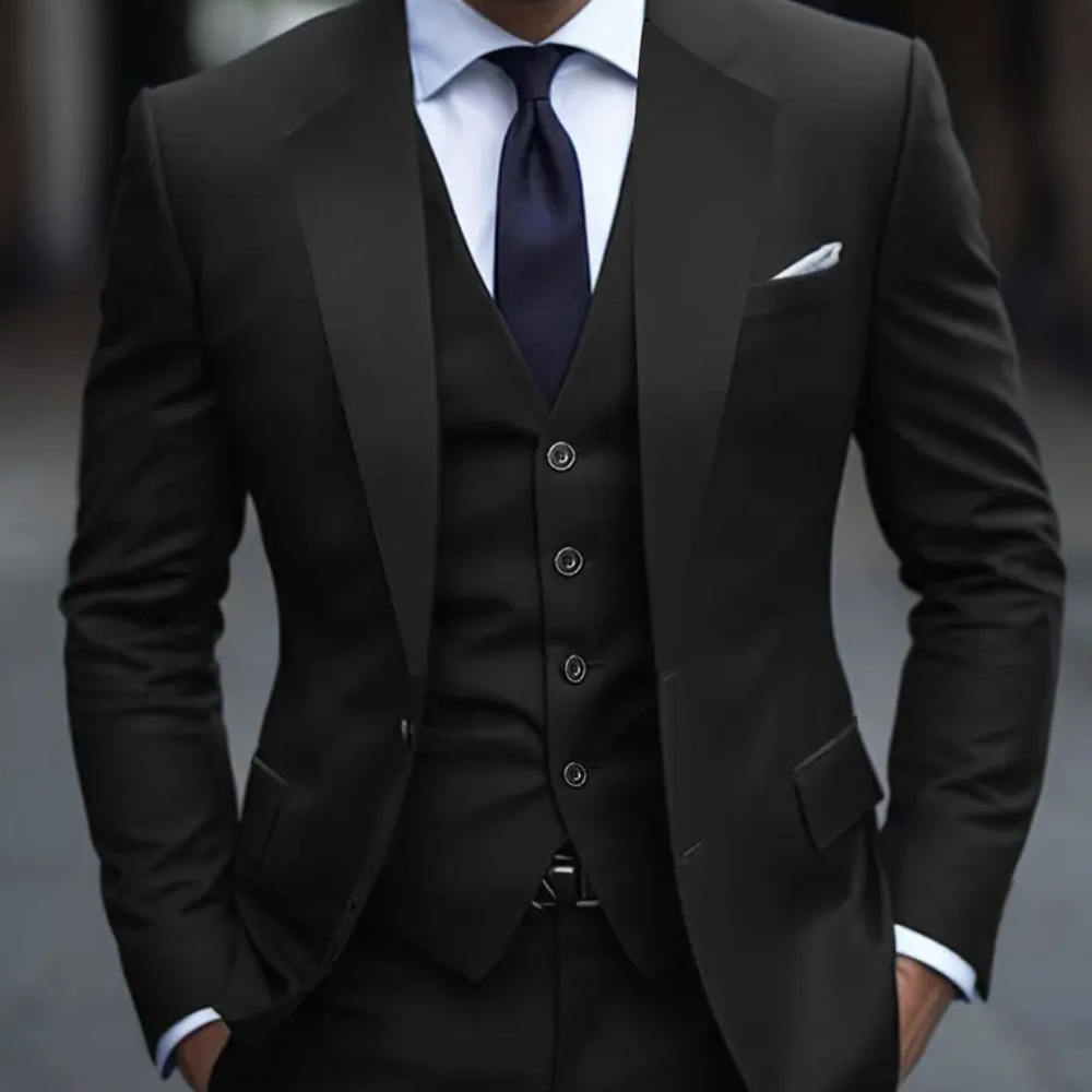 Three-Piece Formal Suit for Men - Leon-Black-S-The Livary