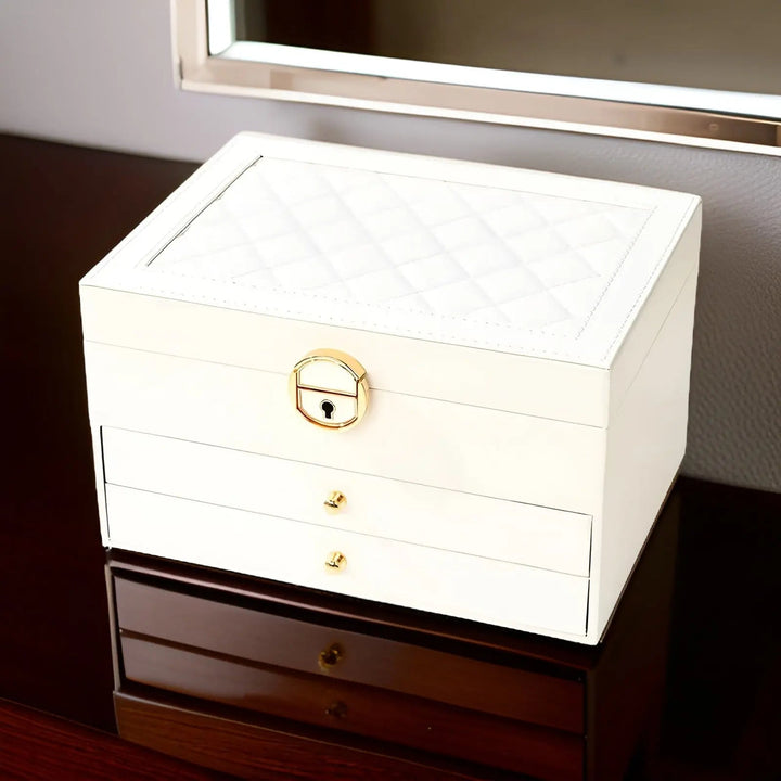 Luxury Multi-Layer Jewellery Box - EleganceBox-White-The Livary