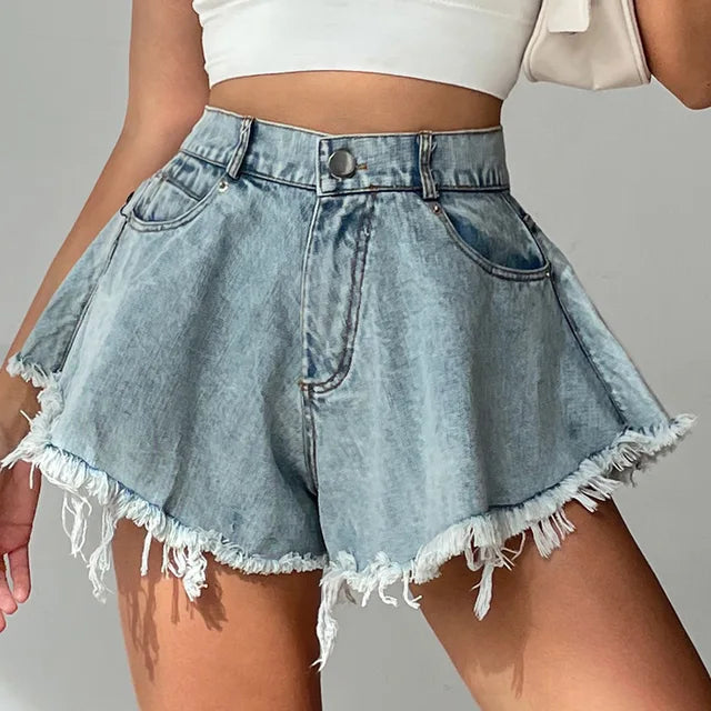 Summer denim shorts with a wide leg – Nina-S-The Livary