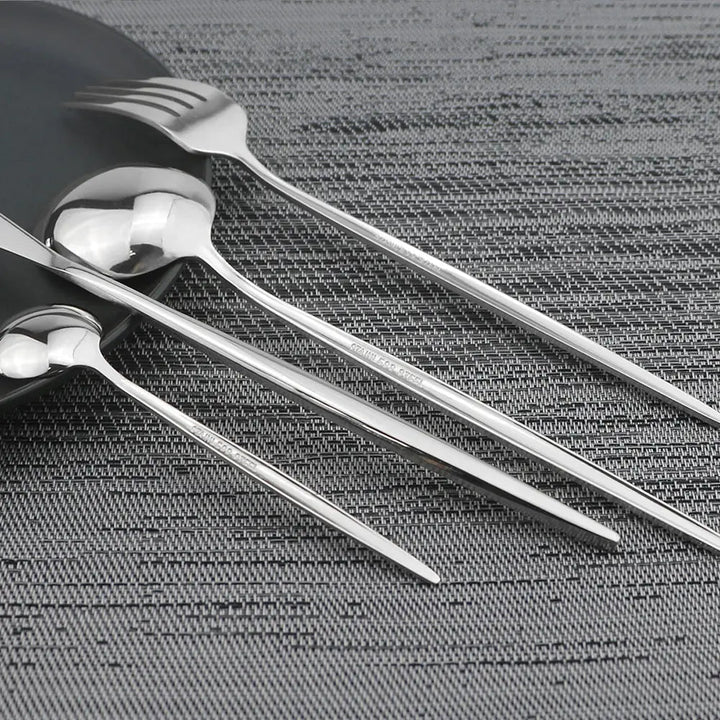 24-piece Stainless Steel Cutlery Set – Aurinox-Silver-The Livary