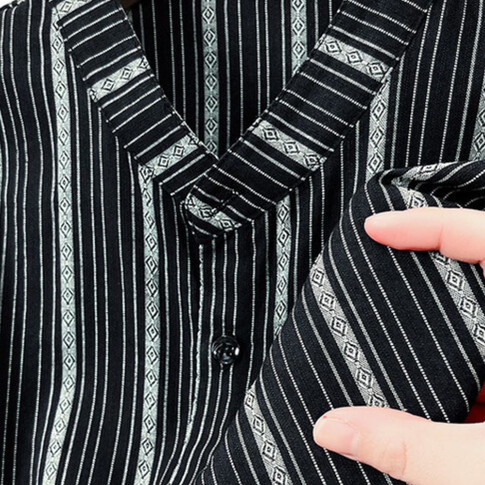 Stylish Striped Summer Men's Shirt - Lars-Black-S-The Livary