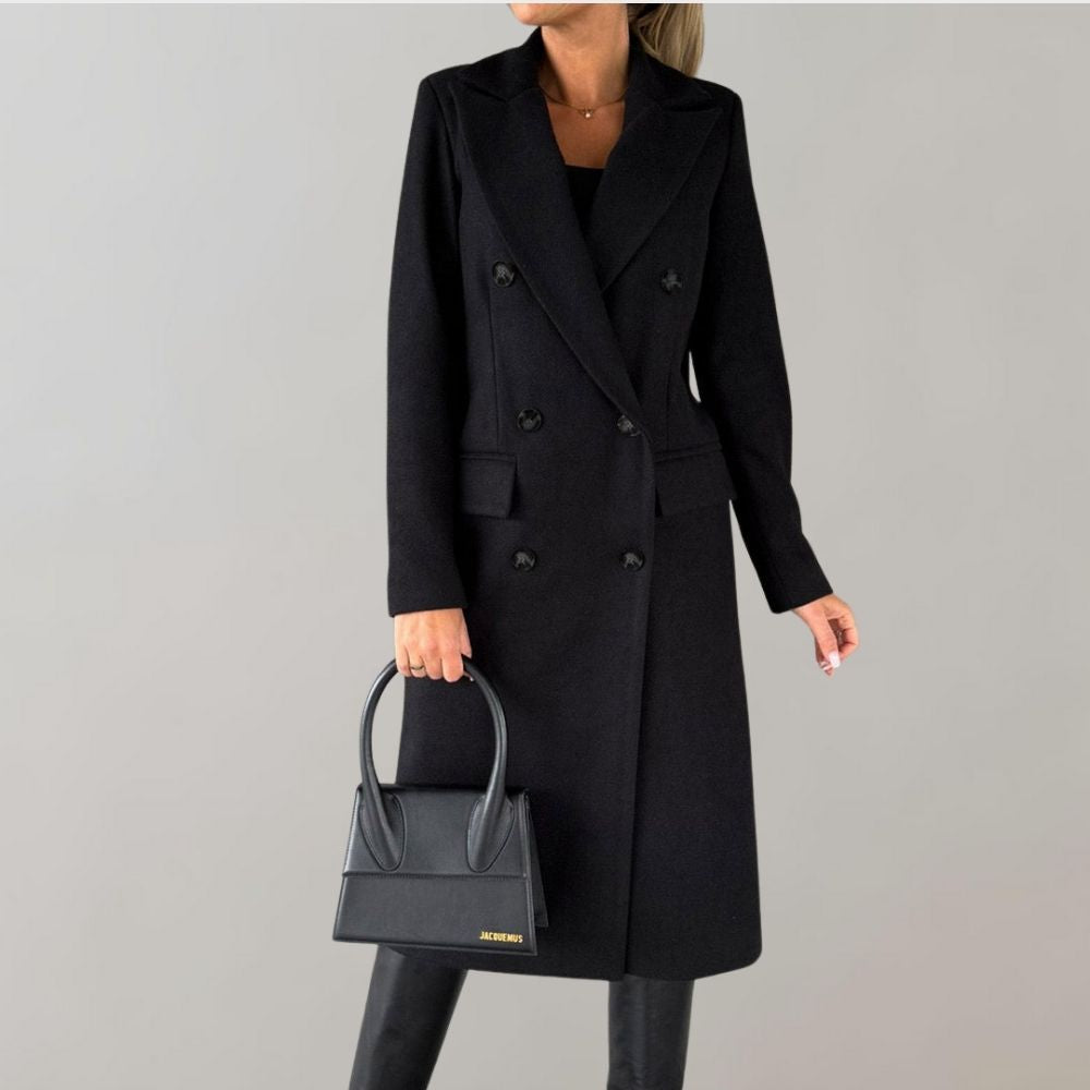 Stylish Long Winter Coat for Women - Elara-Black-S-The Livary