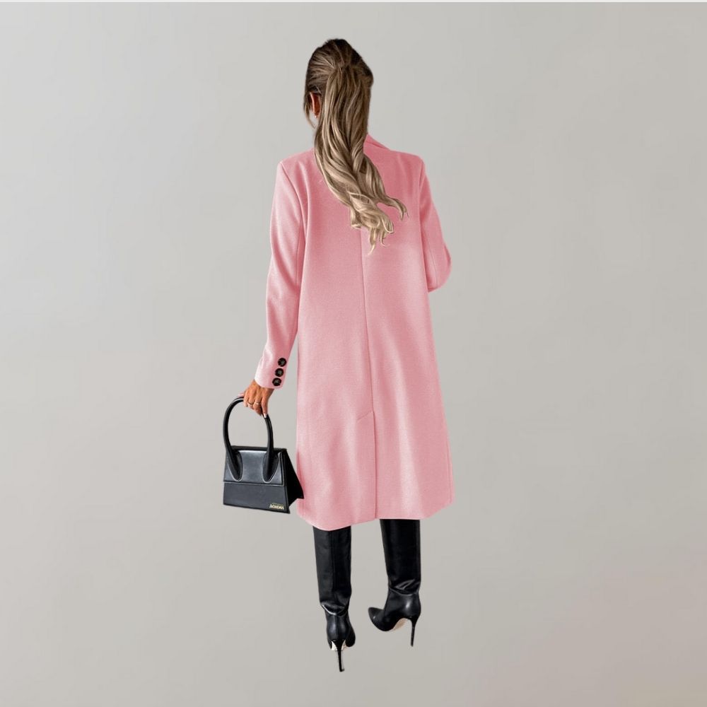 Stylish Long Winter Coat for Women - Elara-Pink-S-The Livary