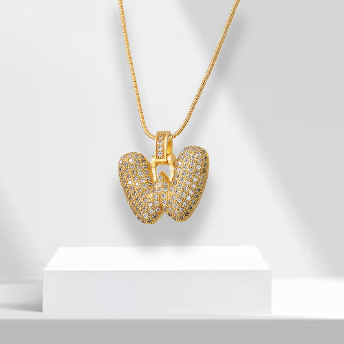 Bubble Letters Necklace with Pendant - LuxeLette-W-The Livary