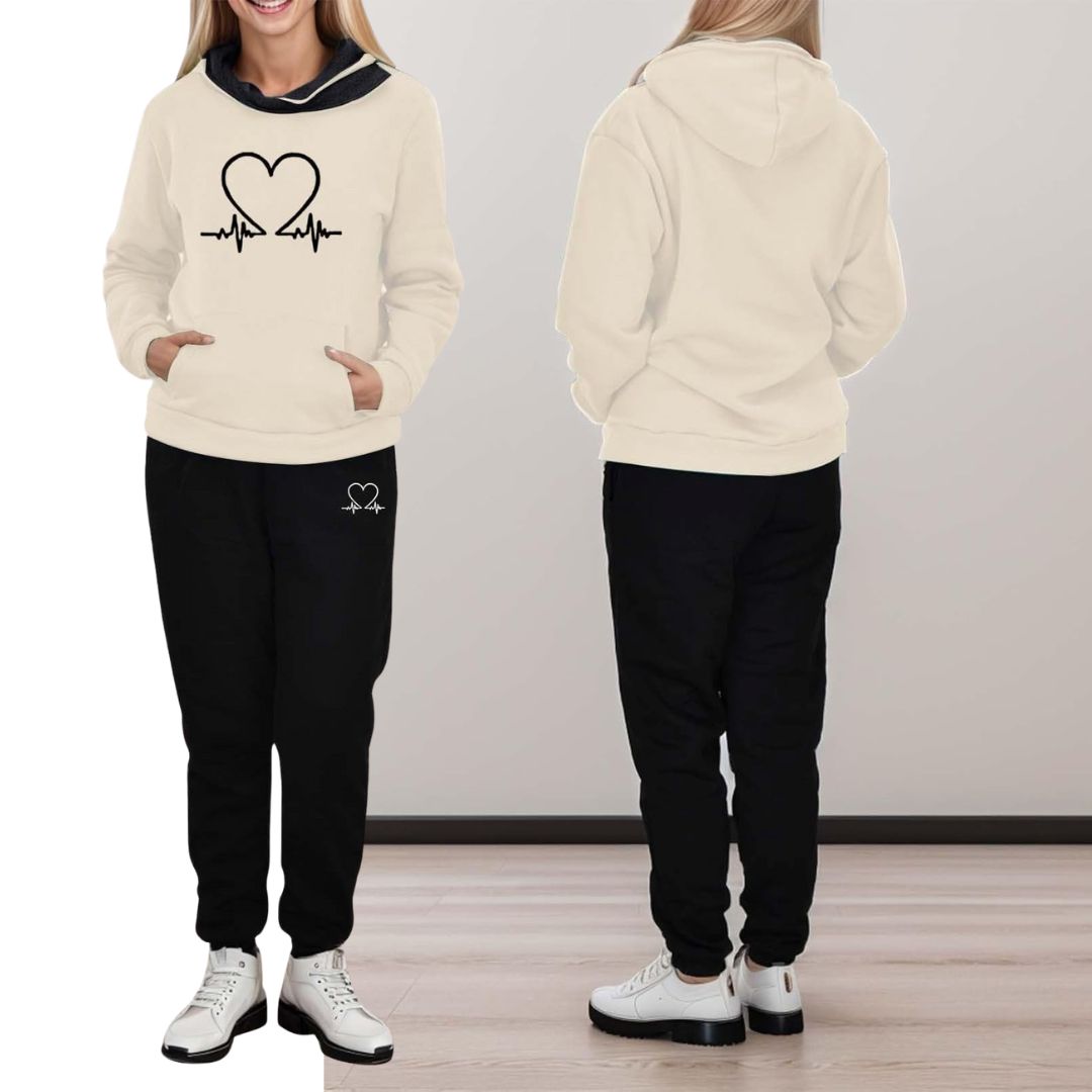 COMFORTABLE WOMEN'S TWO-PIECE TRACKSUIT - WARMFLEX™-Black-S-The Livary