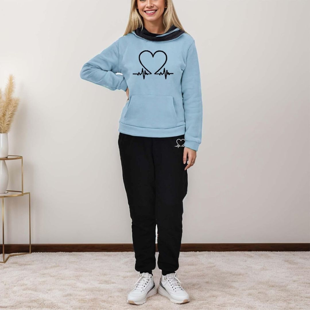 COMFORTABLE WOMEN'S TWO-PIECE TRACKSUIT - WARMFLEX™-Black-S-The Livary