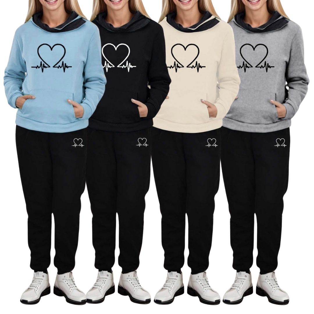 COMFORTABLE WOMEN'S TWO-PIECE TRACKSUIT - WARMFLEX™-Black-S-The Livary