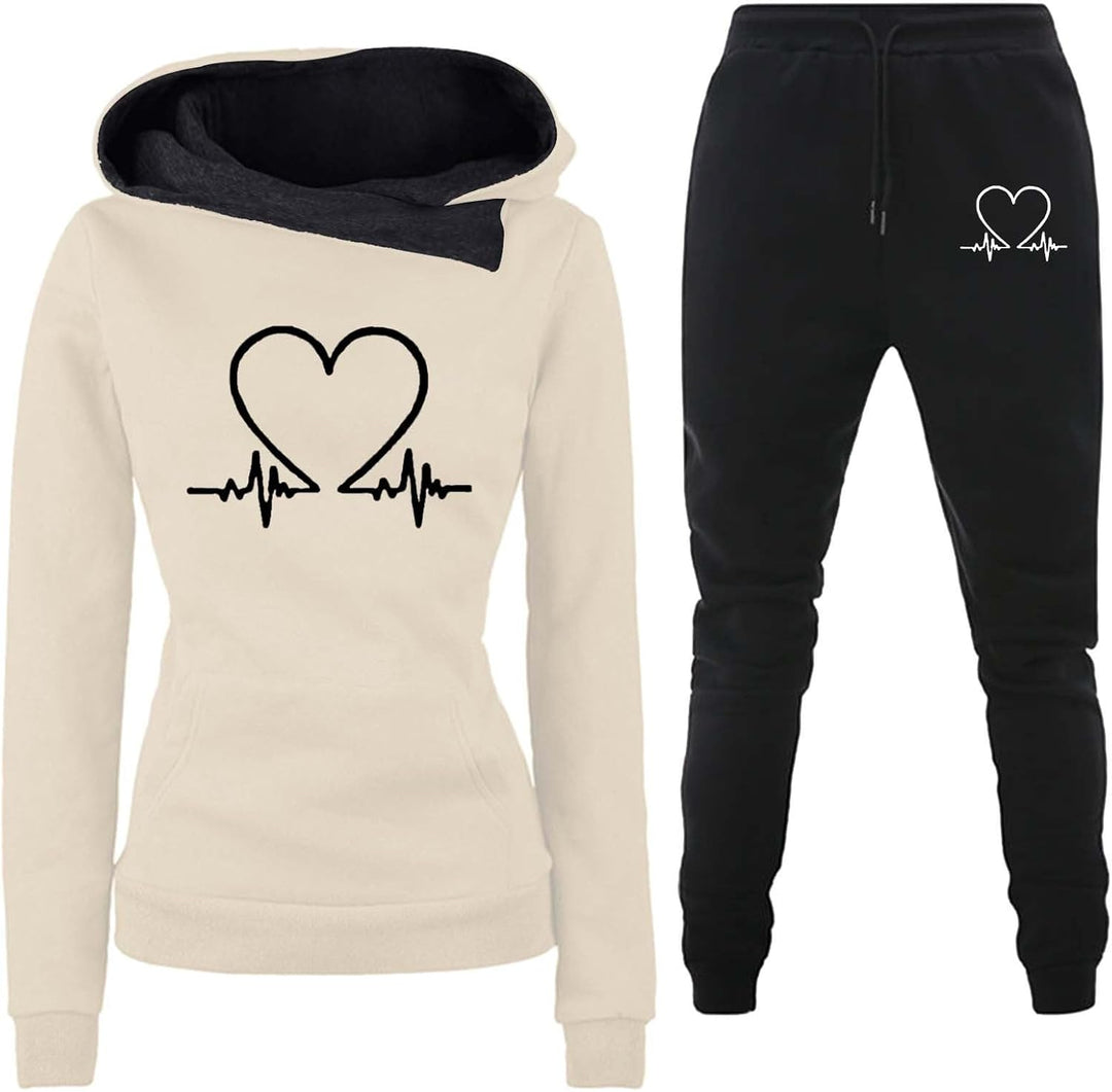 COMFORTABLE WOMEN'S TWO-PIECE TRACKSUIT - WARMFLEX™-Beige-S-The Livary