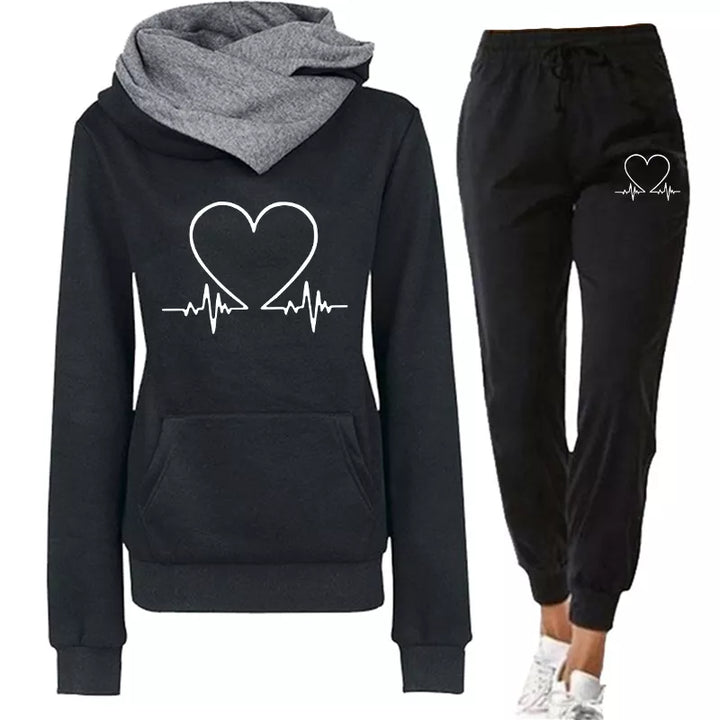 COMFORTABLE WOMEN'S TWO-PIECE TRACKSUIT - WARMFLEX™-Black-S-The Livary