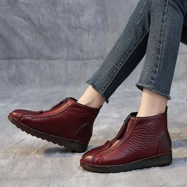 Ladies' Winter Ankle Boots - CozyStep-Red-2.5-The Livary