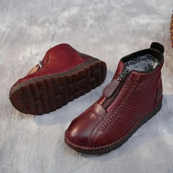 Ladies' Winter Ankle Boots - CozyStep-Red-2.5-The Livary