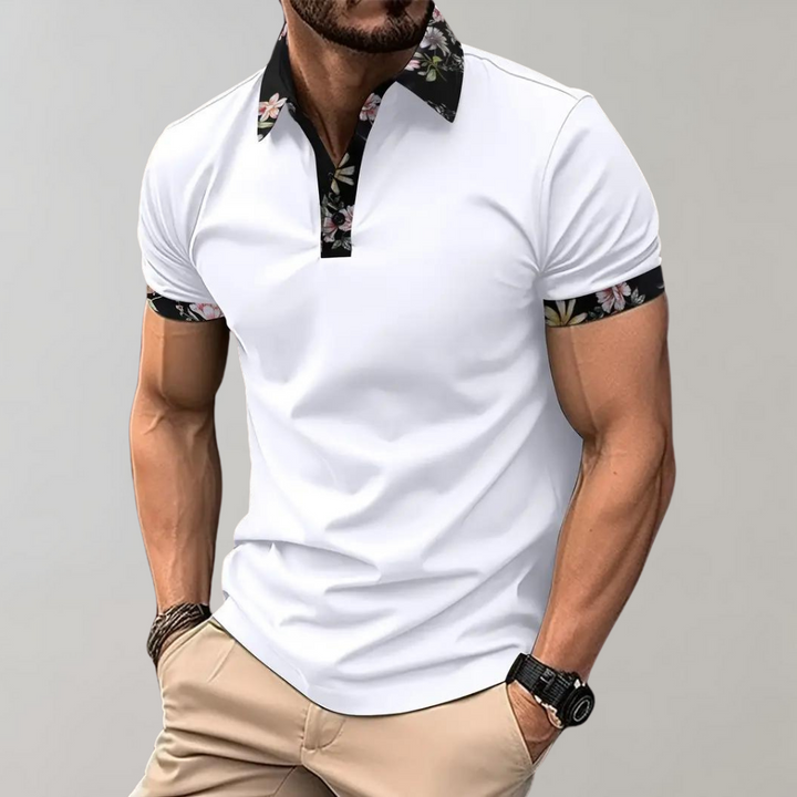 Men's Polo with Subtle Print - Noah-White-XS-The Livary