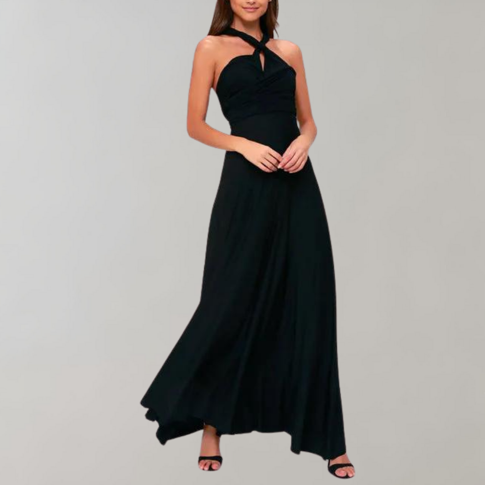 Tia - Elegant Wrap Dress for Women-Black-S-The Livary