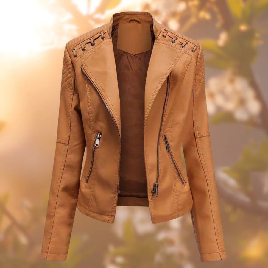 Ladies' Leather Jacket – Seraphina-Orange-S-The Livary