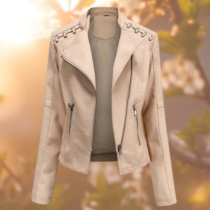 Ladies' Leather Jacket – Seraphina-Khaki-S-The Livary