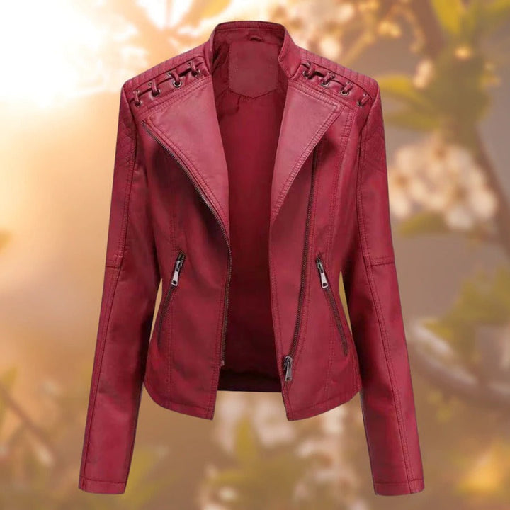 Ladies' Leather Jacket – Seraphina-Red-S-The Livary