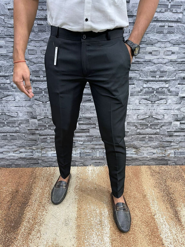 Slim Fit Formal Men's Trousers – Milan-Black-18-The Livary