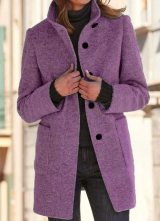 Wool coat with button closure for women - Eva-Lila-S-The Livary