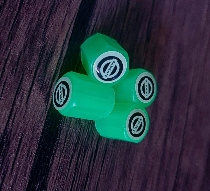Set of 4 Glow-in-the-Dark Valve Caps with Logo – LuxaGlow-Nissan-The Livary