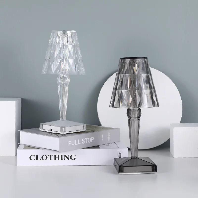 Crystal Table Lamp with Touch Control - LumeCrystal-Transparent-The Livary