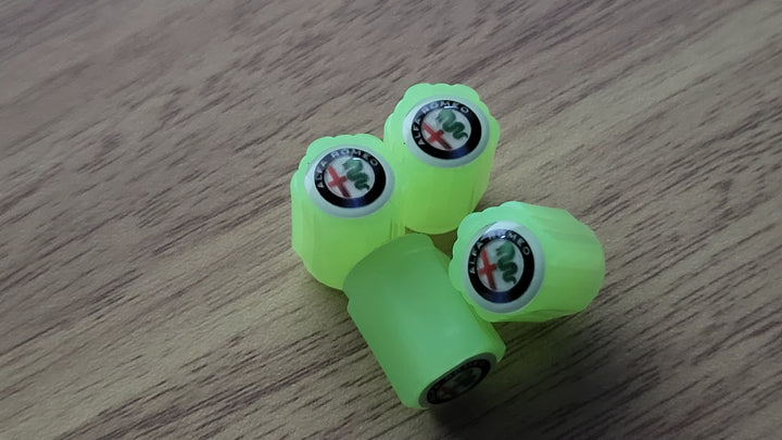 Set of 4 Glow-in-the-Dark Valve Caps with Logo – LuxaGlow-Alfa Romeo-The Livary