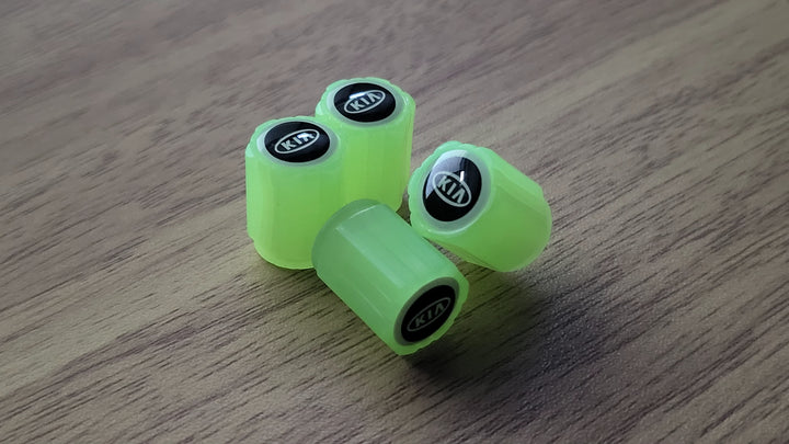Set of 4 Glow-in-the-Dark Valve Caps with Logo – LuxaGlow-KIA-The Livary