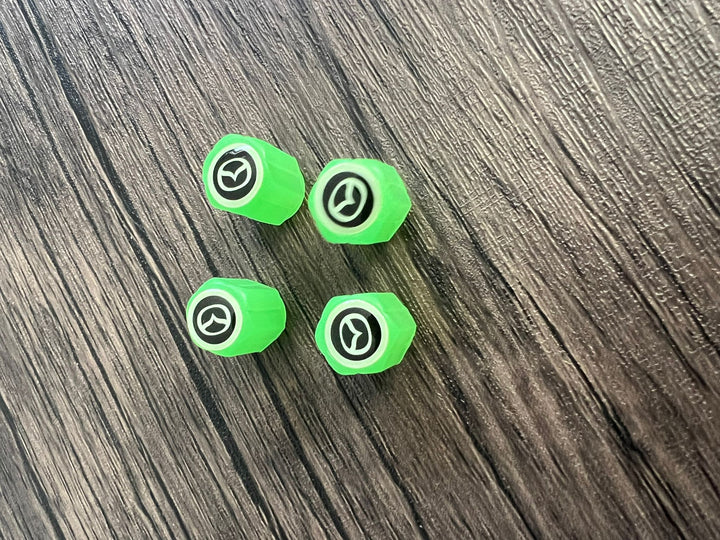 Set of 4 Glow-in-the-Dark Valve Caps with Logo – LuxaGlow-Mazda-The Livary