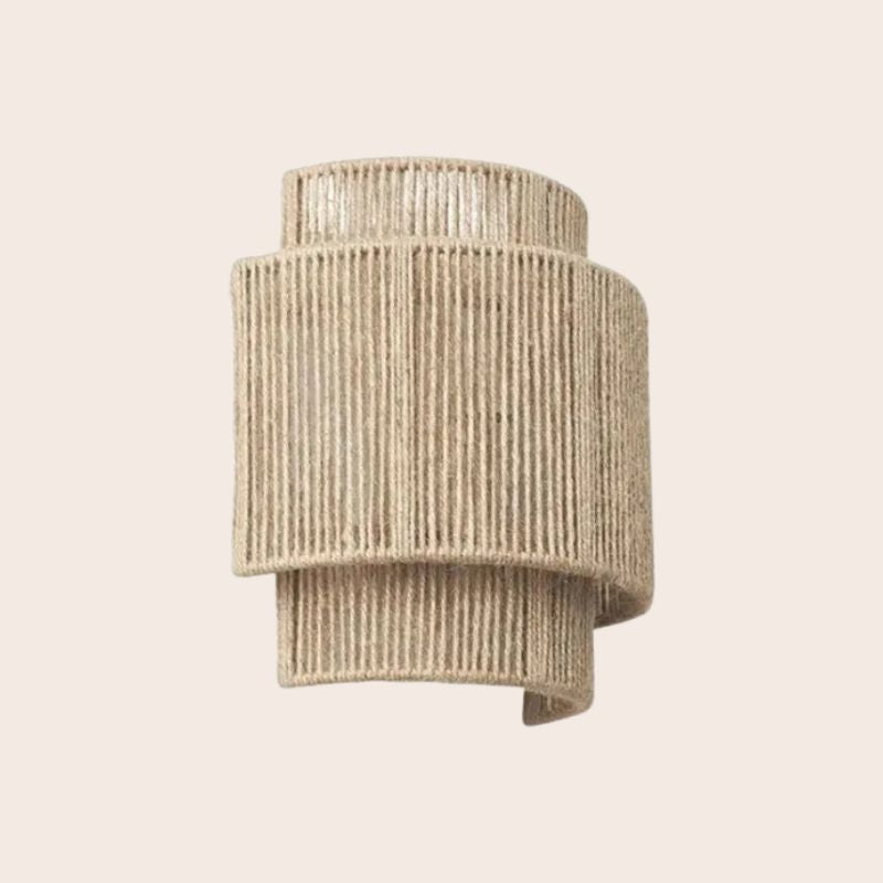Contemporary Rattan Woven Wall Lamp - WeaveGlow-Beige-The Livary