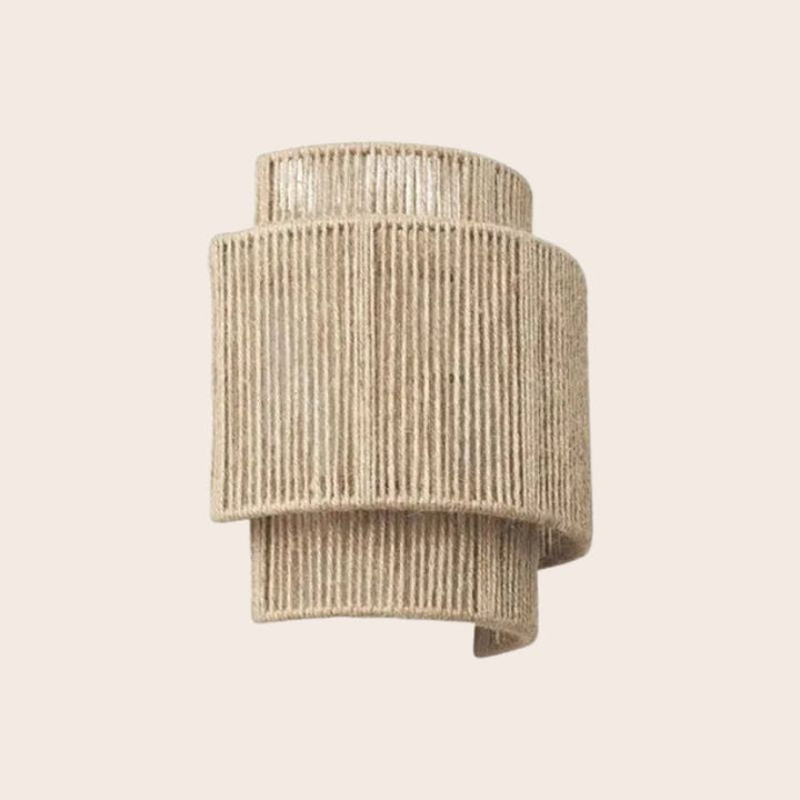 Contemporary Rattan Woven Wall Lamp - WeaveGlow-Beige-The Livary