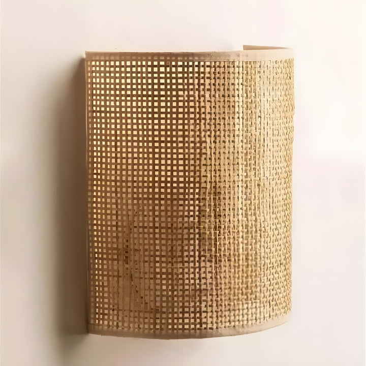 Contemporary Rattan Woven Wall Lamp - WeaveGlow-Light brown-The Livary