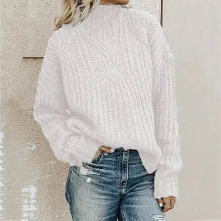 Comfortable Knitted Women's Sweater - Lily-White-One Size-The Livary