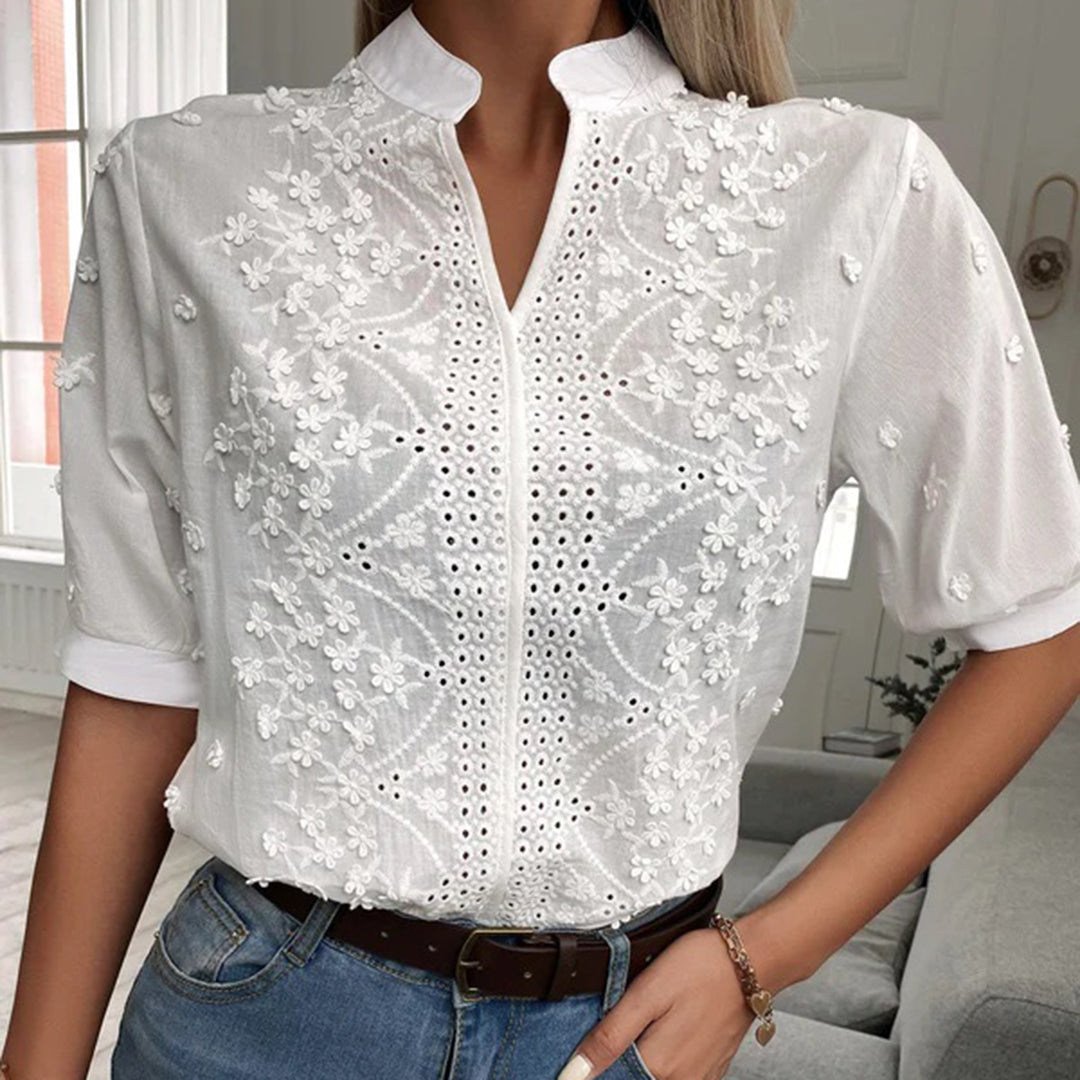Stylish Relaxed Blouse - Serena-White-S-The Livary