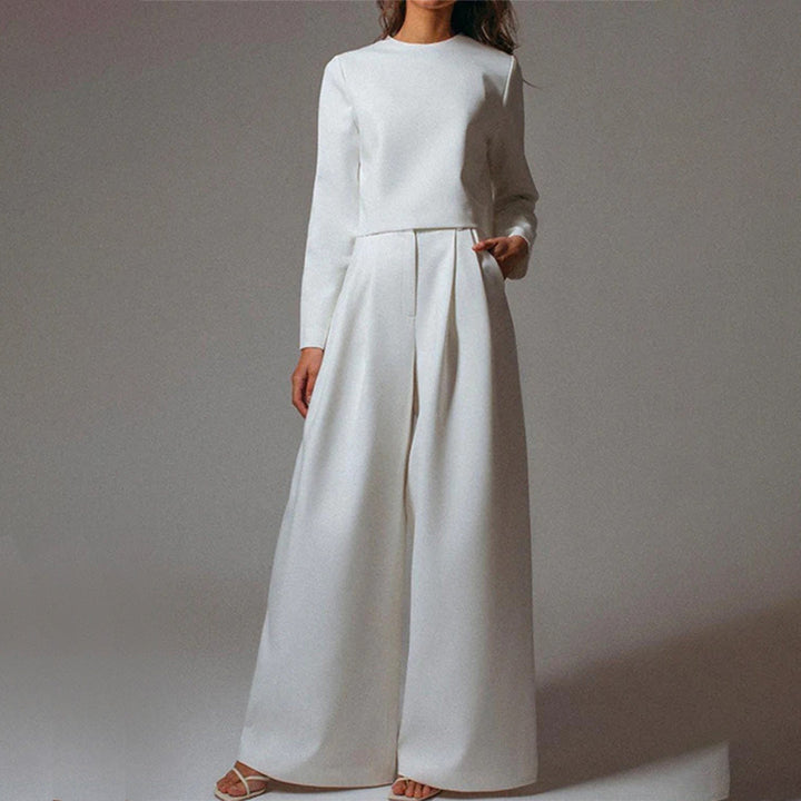Trendy Two-Piece Palazzo Set - Amara-White-S-The Livary