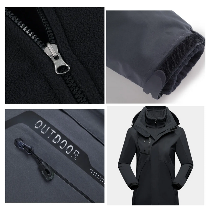 3-in-1 Outdoor Protective Jacket for Women - Luna-Black-M-The Livary