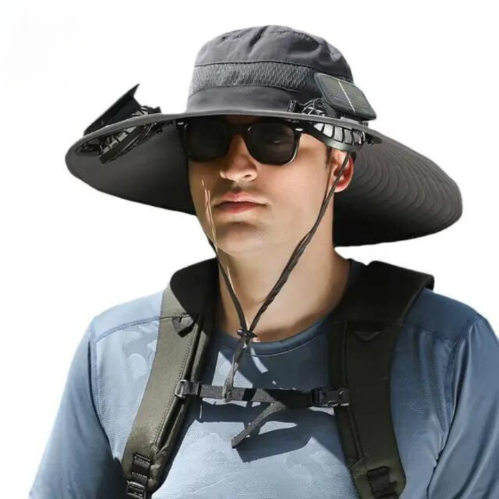 Outdoor sun hat with integrated solar fan – CoolBreeze Solar-A-The Livary