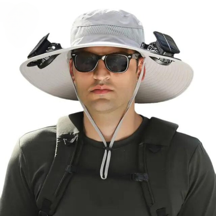 Outdoor sun hat with integrated solar fan – CoolBreeze Solar-C-The Livary