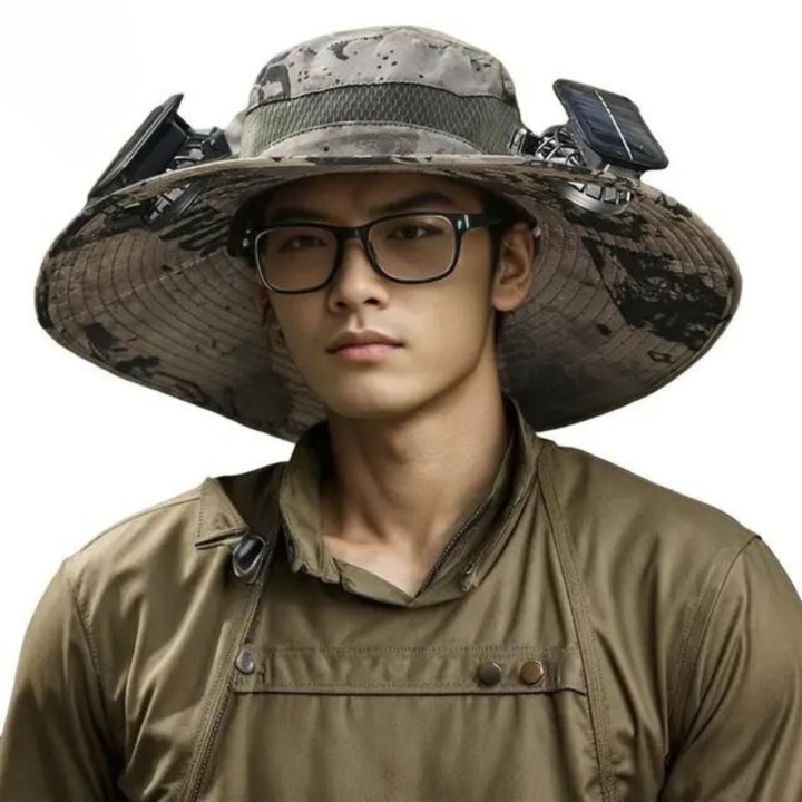 Outdoor sun hat with integrated solar fan – CoolBreeze Solar-E-The Livary