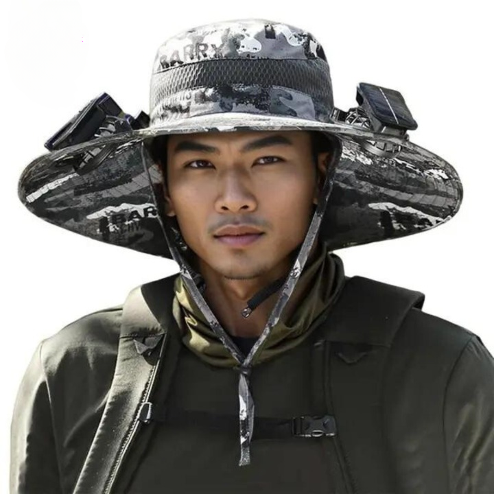 Outdoor sun hat with integrated solar fan – CoolBreeze Solar-G-The Livary
