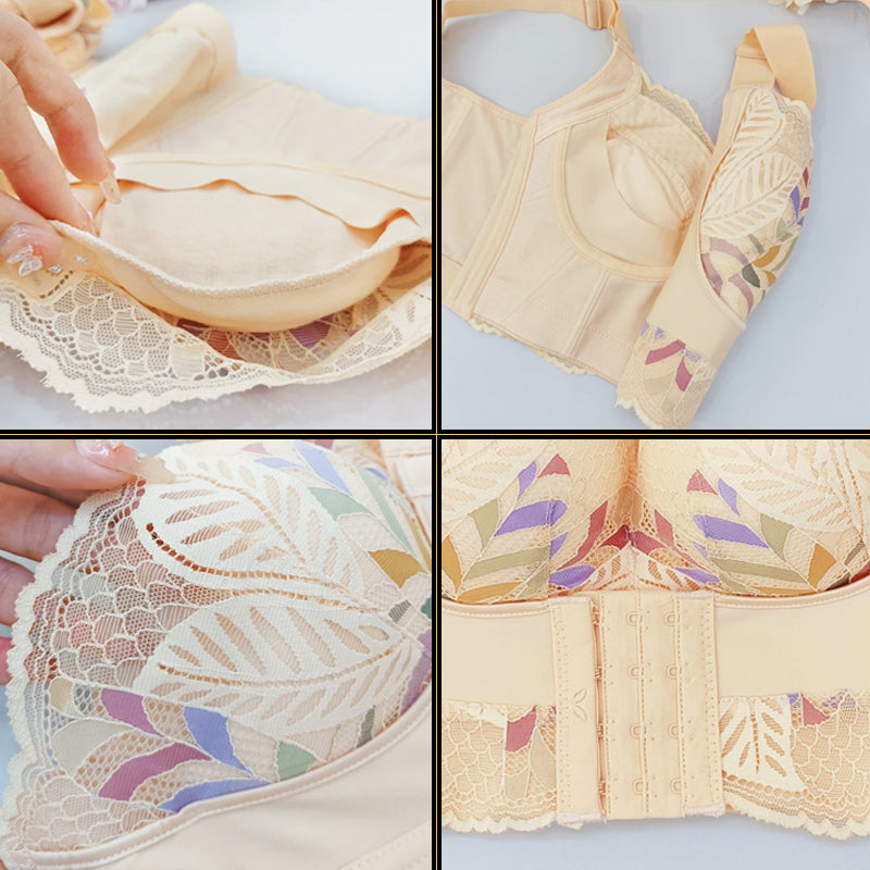 Front closure bra with floral lace - Emilia-Purple-32C-The Livary