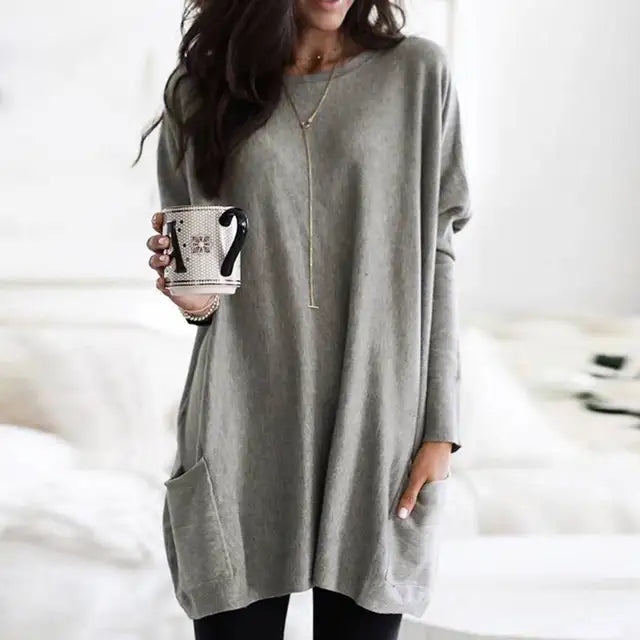 Trendy Tunic with Long Sleeves - Celina-Dark pink-S-The Livary