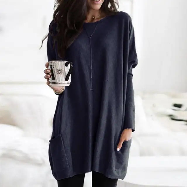 Trendy Tunic with Long Sleeves - Celina-Dark pink-S-The Livary