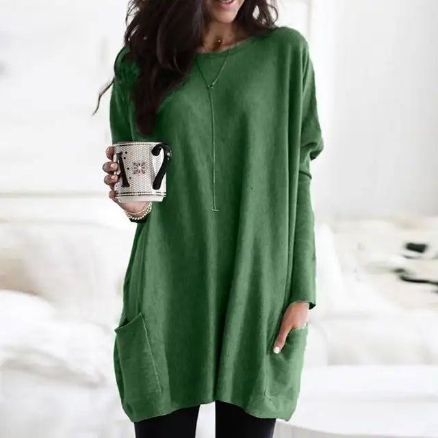 Trendy Tunic with Long Sleeves - Celina-Dark pink-S-The Livary