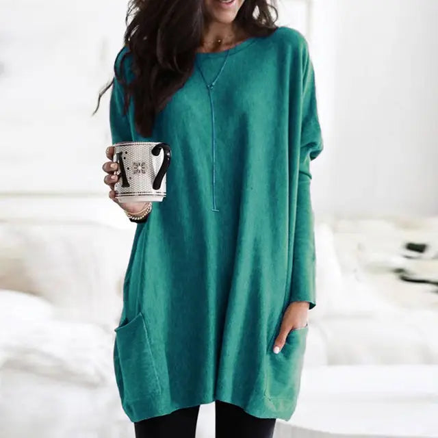 Trendy Tunic with Long Sleeves - Celina-Dark pink-S-The Livary