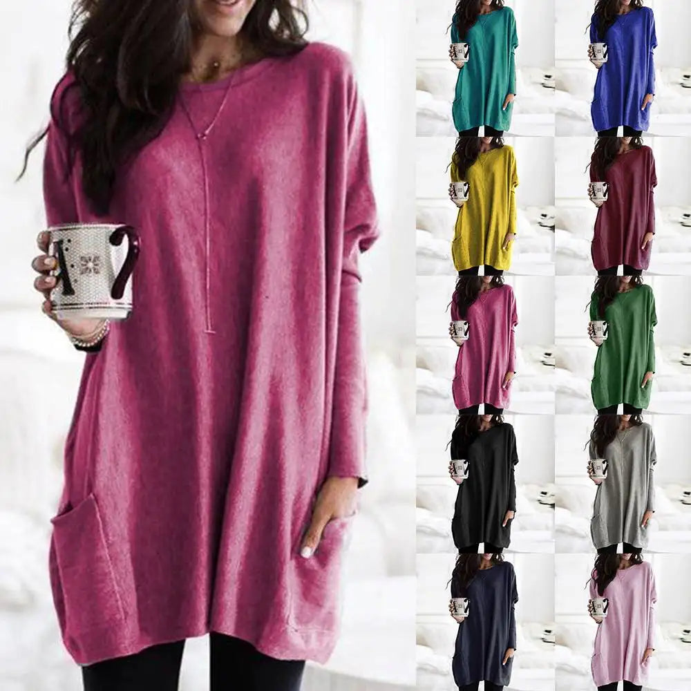 Trendy Tunic with Long Sleeves - Celina-Dark pink-S-The Livary