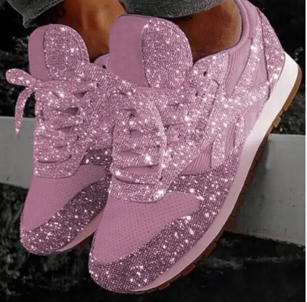 Sparkling ladies' sneakers with sporty comfort – Leona-Pink-3-The Livary