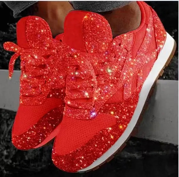 Sparkling ladies' sneakers with sporty comfort – Leona-Red-3-The Livary