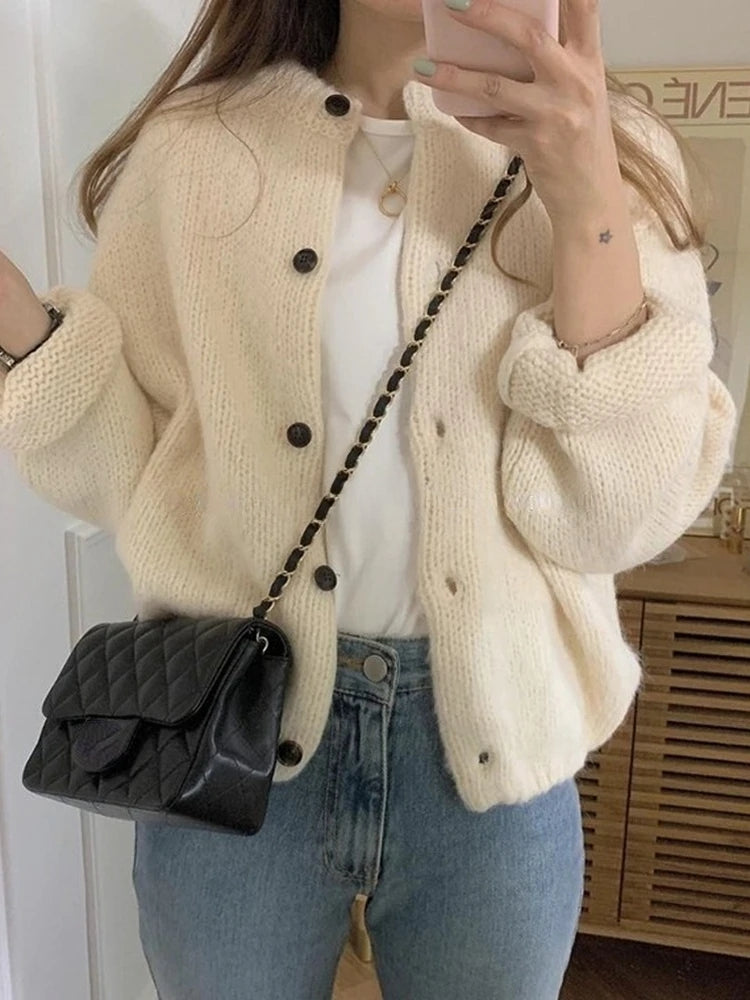 Ladies Knitted Cardigan - Nova-White-One-Size-The Livary